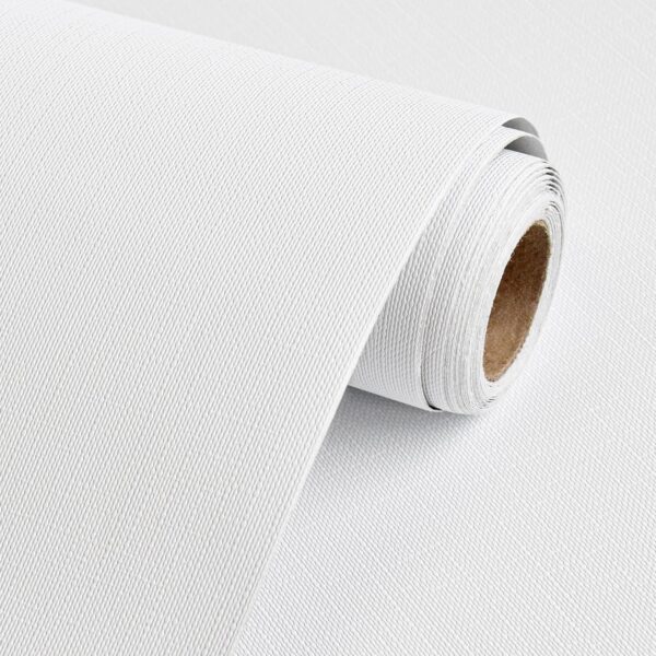 Matte White Paintable Peel and Stick Wallpaper – Textured Self-Adhesive Covering for Furniture and Cabinets
