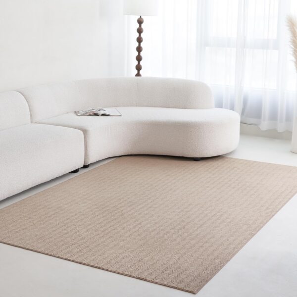 Camel Faux Cashmere Area Rug – Modern Low-Pile Non-Slip Carpet for Bedroom and Living Room