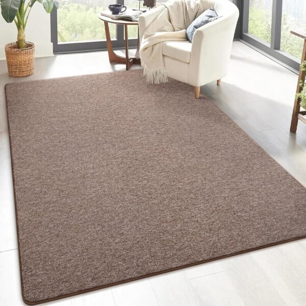 Brown Memory Foam Area Rug – Soft Washable Low-Pile Bedside Carpet for Bedroom, Nursery and Dorm Décor