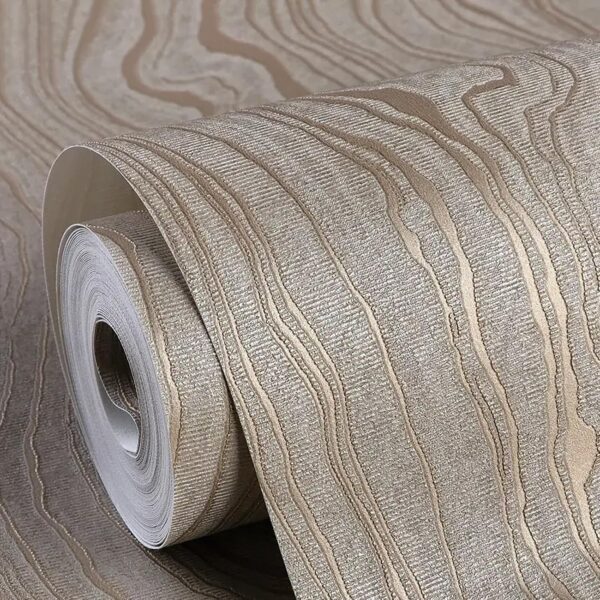 Gold Khaki Wood Stripe Peel and Stick Wallpaper – Modern Rustic Textured Decorative Wall Covering