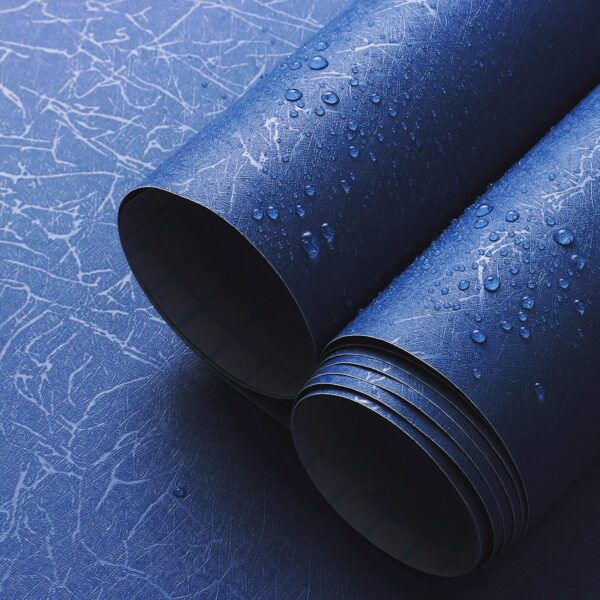 Dark Blue Silk Finish Peel and Stick Wallpaper – Solid Color Removable Vinyl Wall Covering